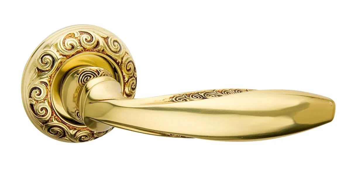 Fimet Drückergarnitur ANNA 177-250F aus Messing, BB - Buntbart - Französisches Gold antik