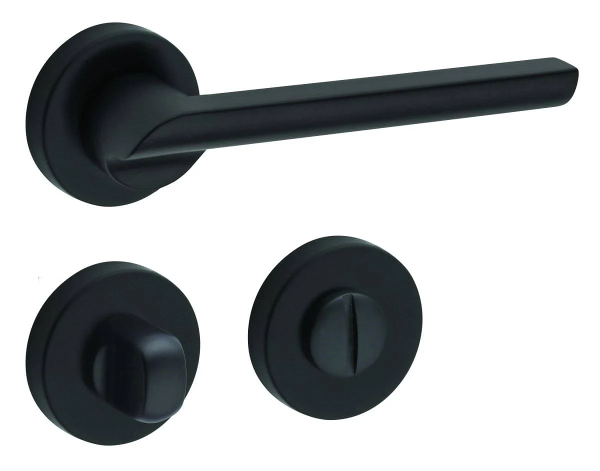 Fimet Drückergarnitur PUNTO aus Metall Schwarz matt, WC - Badezimmer