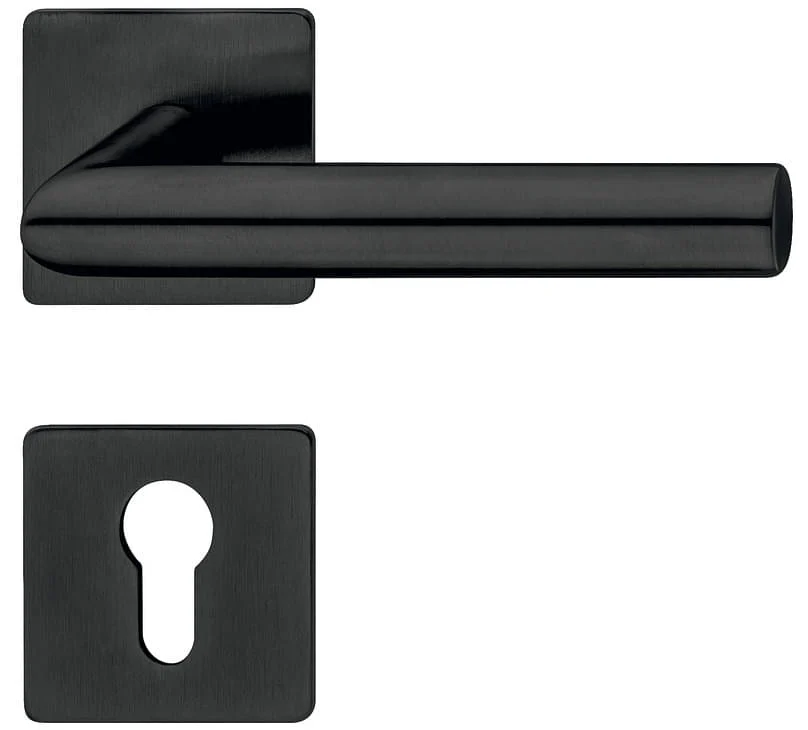 Häfele Drückergarnitur LDH 3171 aus Edelstahl schwarz, PZ - Profilzylinder