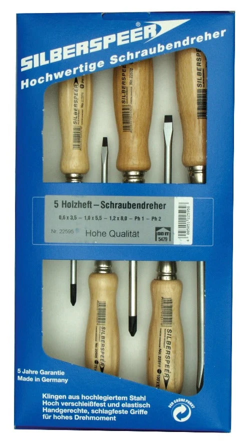 SILBERRSPEER Schraubendrehersatz Holzheft 5-tlg.